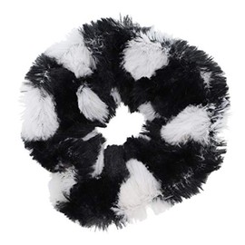 Multi Colored Fur Scrunchy Hair Tie-Black