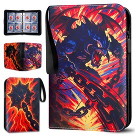 Trading Card Album for Cards - 50 Pages 400 Cards, PU Leather Waterproof Portable with Zip Cards Scrapbook, Removable Binder for Collecting, Exchanging & Storing