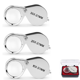 3PCS Lens Magnification Jeweller Loupe Loupe Magnifier Mini Folding Jewelers Eye Loupe Jewelry Magnifier for Gems Jewelry Rocks Stamps Coins Watches Hobbies Antiques Gems, Coins, Stamps