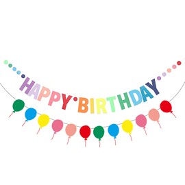 MEETINGU Rainbow Happy Birthday Banners And Balloons Banners, Happy Birthday Sign Colorful Birthday Party Rainbow Birthday Decorations for Kids Girls Women Rainbow Party Supplies