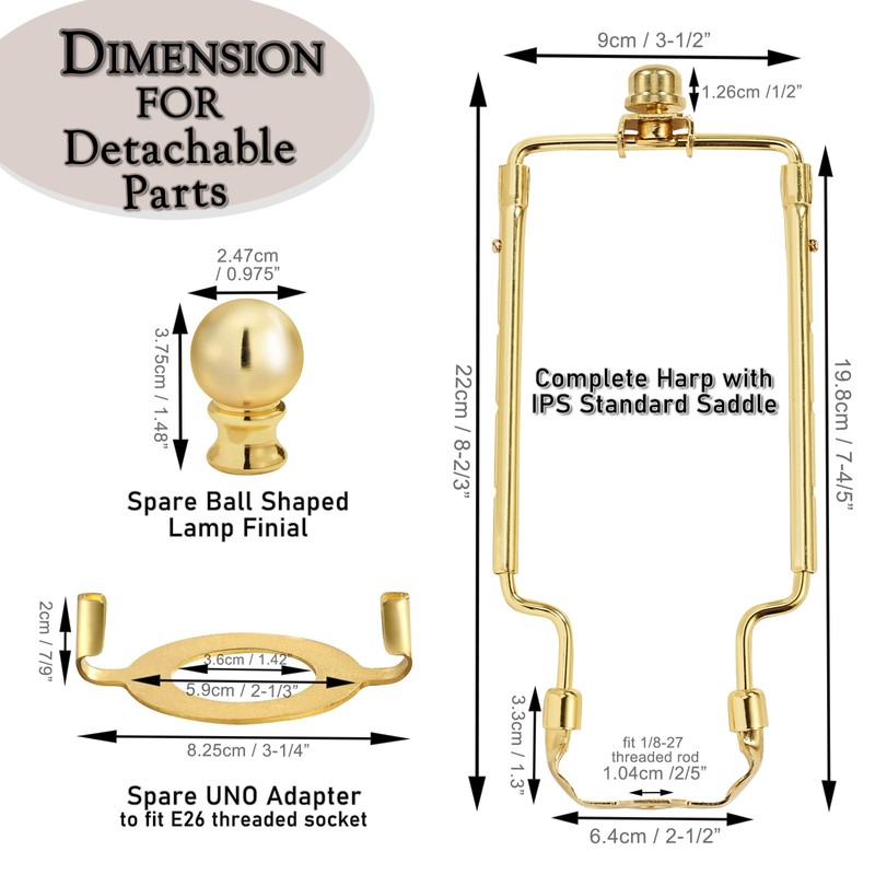 7 8 9 10 inch Lamp Shade Harp Holder,Adjustable Lamp