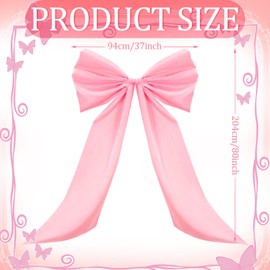 Wavwavw Pink Big Wall Bow Decorations Coquette Birthday Party Decor Ribbon Hanging Tie Bow Decor for Coquette Party Baby Shower Wedding Bridal Bachelorette Graduation Supplies, 39 * 72 Inch