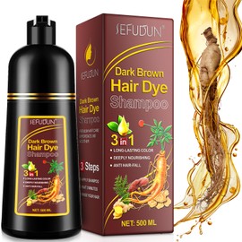 Dark Brown Hair Dye Shampoo, Instant Hair Colour Shampoo, Hair Dye, Hair Dye in Minutes, Natural and Long-Lasting Hair Dye Shampoo for Men and Women, 500 ml