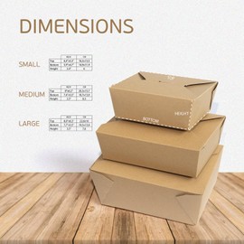 Helcee Perfect Take Out Food Containers Microwaveable Kraft Brown Take Out Boxes 70 oz (100 Pack) Leak and Grease Resistant Food Containers - Stock out your business and home