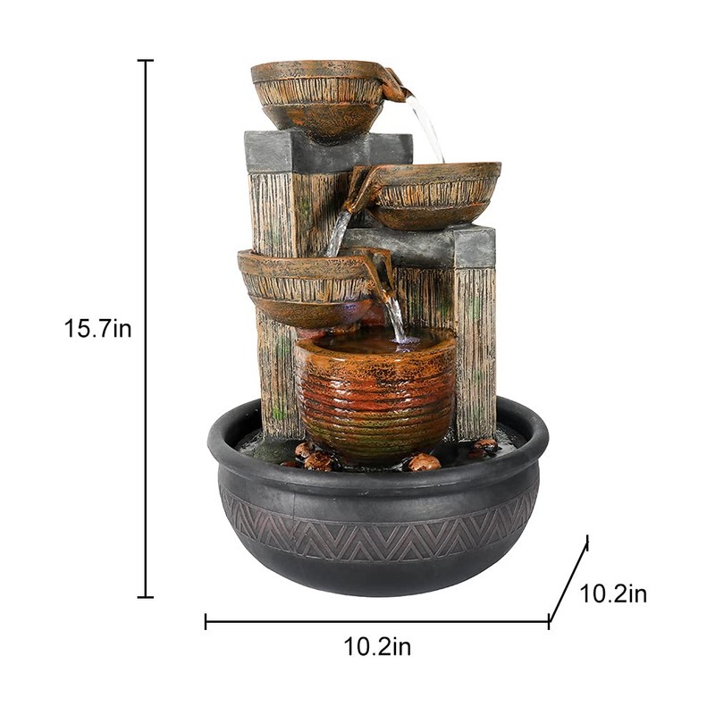 Agoodping Relaxtion Tabletop Fountain with LED Lights-Desktop Waterfall Fountain Submersible