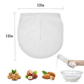 Reusable Drawstring Straining Filter Bags for Nut/Milk/Coffee/Juice/Wine(12''x12'')