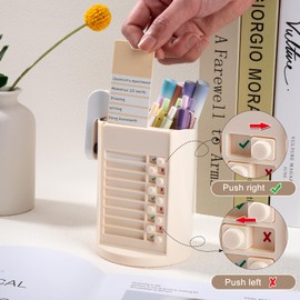 ZLLkeji Rotating Desk Organiser with To-Do List, Space-Saving Pen Holder, Children for Pens and Office Accessories, Made of Sturdy ABS Plastic, Ideal for Home Office and School, Beige