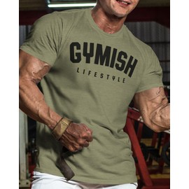 Workout Shirts for Men, Motivational Gym Shirt Funny Sayings Lifting T-Shirt (Large, Gymish Military Green)