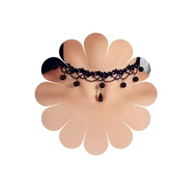 Allereya Black Lace Choker Necklace, Black Drop Crystal Necklace Gothic Hollow Lace 90s Victorian Tattoo Necklace Jewelry for Women and Girls (Black), Crystal, Pearl
