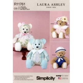 Simplicity R11761 LAURA ASHLEY 20" Plush Bears w Clothes, Sailor Hat UC S9771