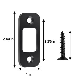 Deadbolt Strike Plate Black, 1" x 2-1/4" Round Corner Matte Black Deadbolt Strike Plate - 3 Pack