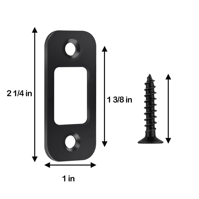 Deadbolt Strike Plate Black, 1" x 2-1/4" Round Corner Matte