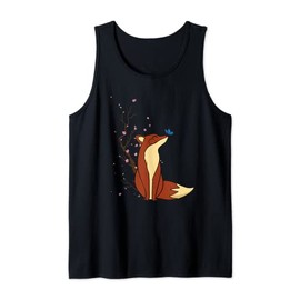Cute Fox Cherry Blossom Design Japanese Wildlife Lover Tank Top