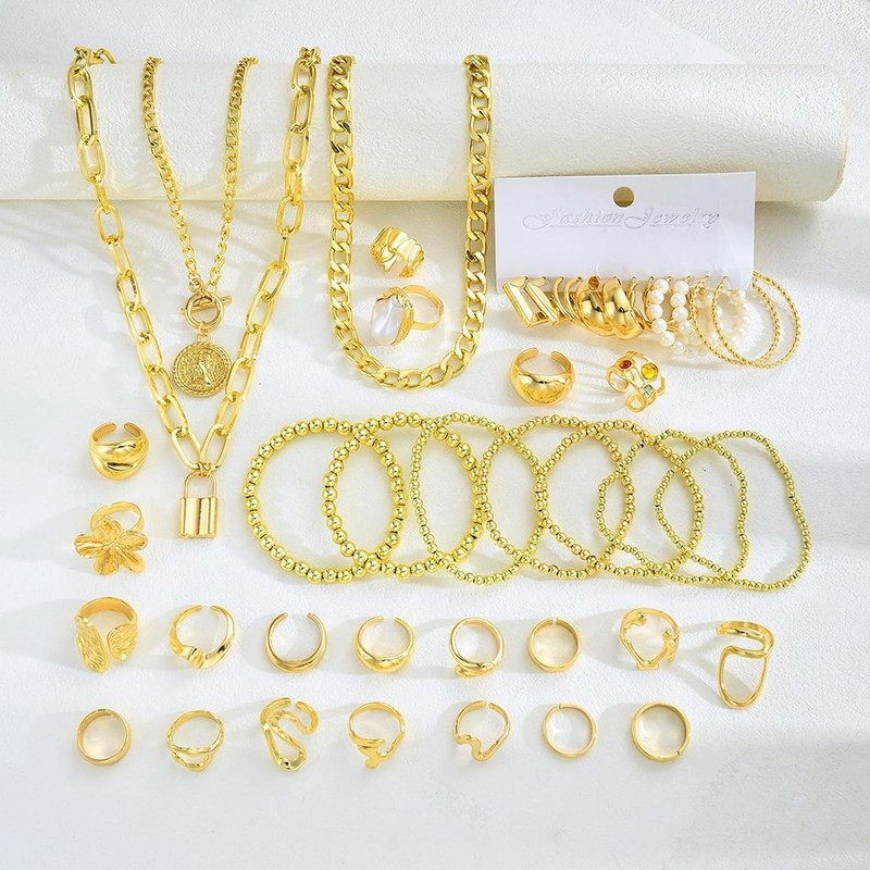 Conjunto de joyería floral llamativo que incluye collar de cadena