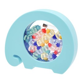 Ange Smile Baby Teeth Case, Acrylic Growth Commemorative Elephant Shape with Hair Bottle Free Standing Decorative, Blue