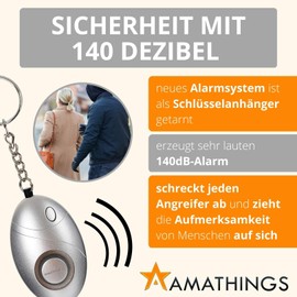 AMATHINGS Set of 5 Pocket Alarm Key Fob Alarm with LED Light - Panic Alarm Keychain for Self Defense - Alarm Devices for Handbag Suitable for All Age Groups