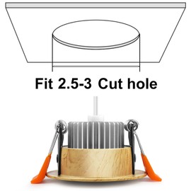 YGS-Tech 3 Inch LED Recessed Lighting, Wood Grain Style Dimmable Downlight, 5W(40W Halogen Equivalent), 5000K Daylight White, CRI80, LED Ceiling Light with LED Driver (4 Pack)