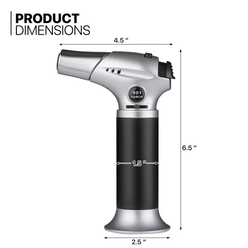 mollie Mini Butane Torch Lighter with Adjustable Flame, Small Refillable