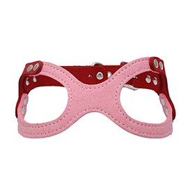 Dogs Kingdom Classic Leather Belt Dog Harness Dog Eyeglass Chest Strap Double-Sided Ultra-Fiber Material Pink S