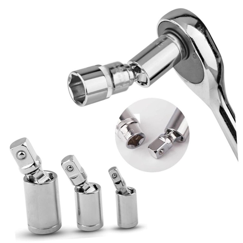 jojofuny 3pcs Drive Joint Socket Adapter Set Universal Swivel Socket