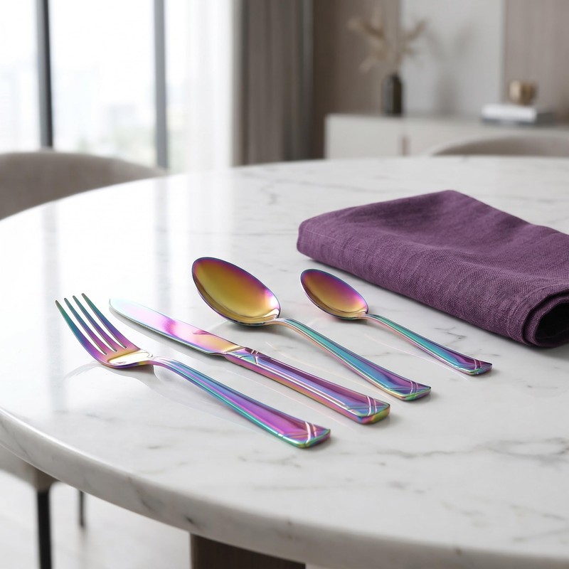 X-Haoware 40-Piece Colorful Stainless Steel Flatware Set for 8, Rainbow