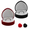 AdiStylinno 2 PCS Small Ring Boxes, Heart-shaped Velvet Engagement Wedding
