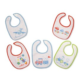 Nursery Time Baby Boys Bibs 5-Pack with waterproof backing