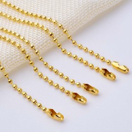 100Pcs Ball Bead Chain 4 Inches Long, 2.4mm Beads Chain Metal Iron Ball Bead Chain Small Tag Chain Keyring Chains Keychain with Connectors for Hanging Label Tags Badge Holders Golden