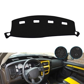 x xotic tech Dashboard Mat Cover Compatible with Dodge Ram 1500 2500 3500 2002-2005 Pre-Cut Non-Slip Sunshield Sun Glare Protector Dash Carpet Pad Black