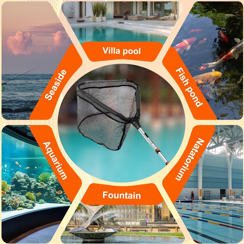 SISIUPASSIE 20FT Pool Skimmer Net with Pole, Foldable & Larger