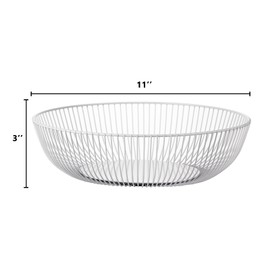 IBWell Wire Fruit Basket Fruit Bowl Kitchen Fruit Basket Stand Fruit Bowls for the Counters Metal Fruit Bowl(Round White) (Round Black) (Exposure White), 10 inches+