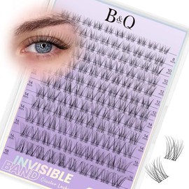 B&Q Flora Pestañas Postizas Naturales Banda Invisible Racimos 144 pcs Extensiones de Pestañas Efecto Natural Adecuado para Principiantes （Lash-Flora）