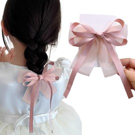 GFun Ribbon Hair Accessory, Hair Clip, Hair Ribbon, Kids, Large, Hair Ornament, Hair Arrangement, Recitals, Kindergarten Entrance Ceremony, Pink