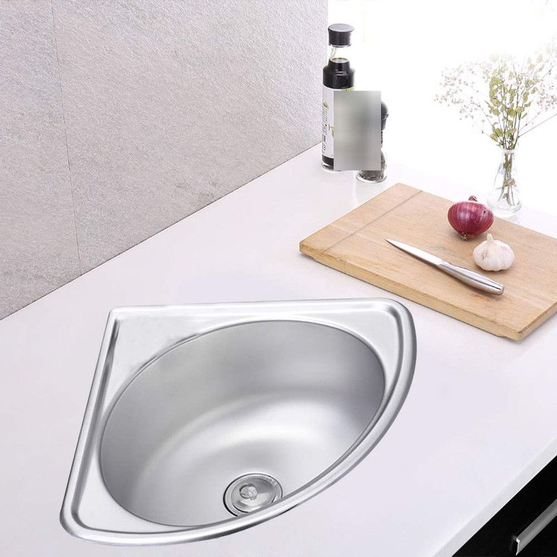 Stainless Steel Triangle Wash Basin Corner Bathroom Single Sink Wall