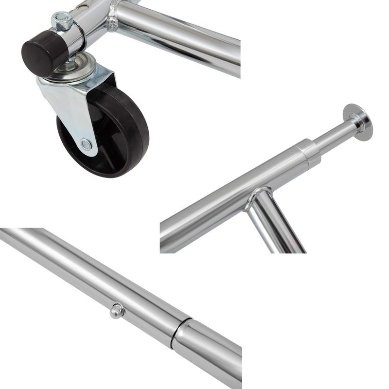 DRM Heavy Duty Collapsible Clothing Garment Rack,Rolling Clothes Organizer Rack,Chrome