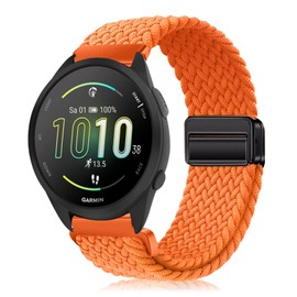 YealRed 20mm Nylon Strap Compatible with Garmin Forerunner 570 42mm / Vívoactive 6/5, Magnetic Buckle Sport Band for Garmin Forerunner 165/165 Music (Orange)