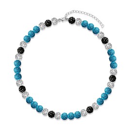 HMOOY Baseball Necklace for Men Women, Rhinestone Inspired Beads Necklace Disco ball Dirp Accessoies Necklace Unisex Athlete Sport Necklace Jewelry for Lovers (22in, Turquoise/Black/White)