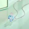 FJ March Birthstone Necklace for Women 925 Sterling Silver Aquamarine