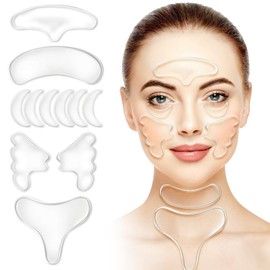 Wanmu 11 Pcs Neck Wrinkle Patches Reusable Chest Wrinkle Pads, Anti Wrinkle Silicone Facial Patches for Face, Silicone Face Patches for Skin Lines Prevention, Overnight Wrinkle Remover while Sleeping