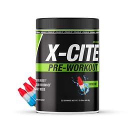 X-CITE Pre-Workout by ATHLEAN-X - Enhanced Formula with Beta-Alanine, Creatine & Caffeine for Ultimate Energy, Endurance, Focus & Muscle Pump, NSF Certified for Sports (22 Servings, Rocket Pop)