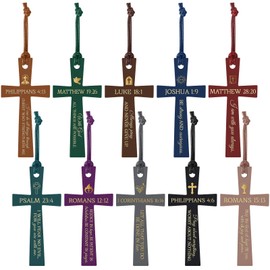 Skyygemm 10 Pcs Christian Bookmarks Christmas Christian Gifts for Women Leather Bible Bookmarks Religious Cross Book Marks for Book Lover Xmas Church Bible Study Group(Boho)