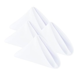 Wolkemer Set of 4 White Cloth Napkins 20 x 20 Inches Solid Washable Polyester Dinner Napkins with Hemmed Edges for Dinners Parties Weddings Banquets Events Table Decoration