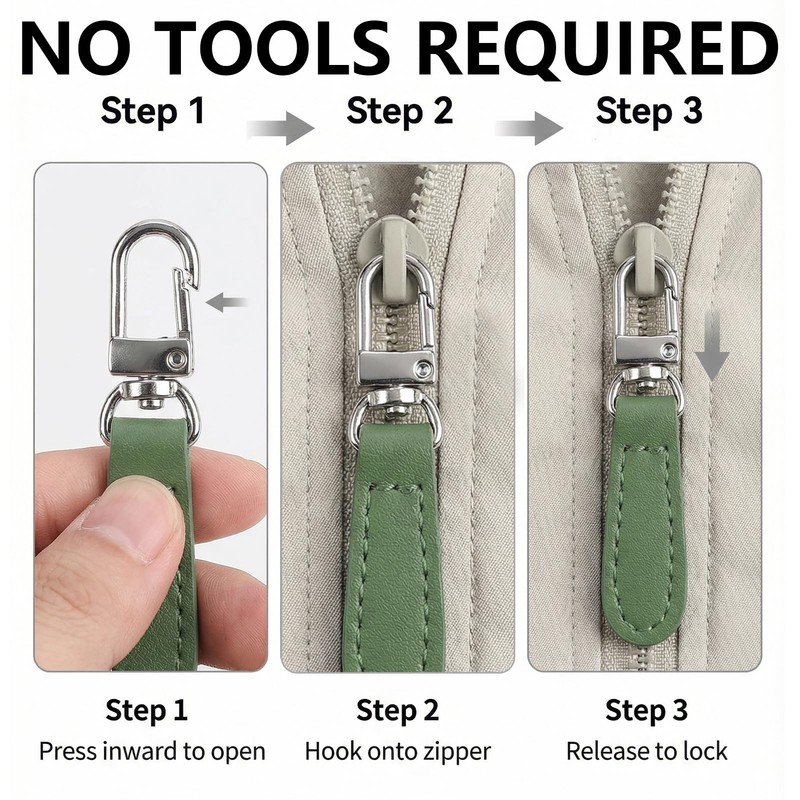 10 Pcs Leather Zipper Pulls Replacement - Detachable Zipper Tab