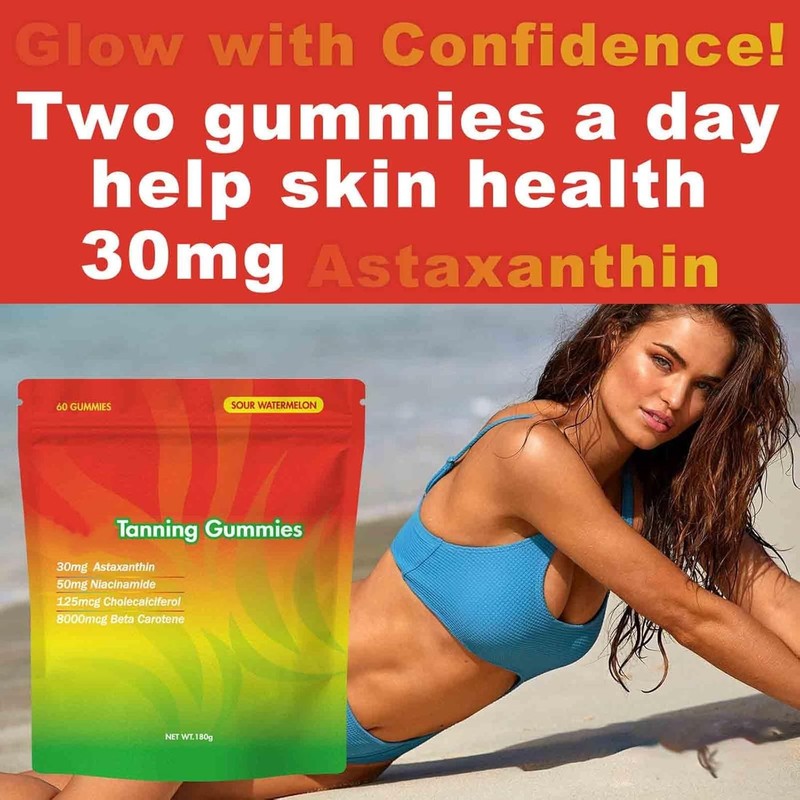 Tanning Gummies,Natural Tanning Gummies,Tanning Gummies with Astaxanthin,Lycopene & Beta Carotene
