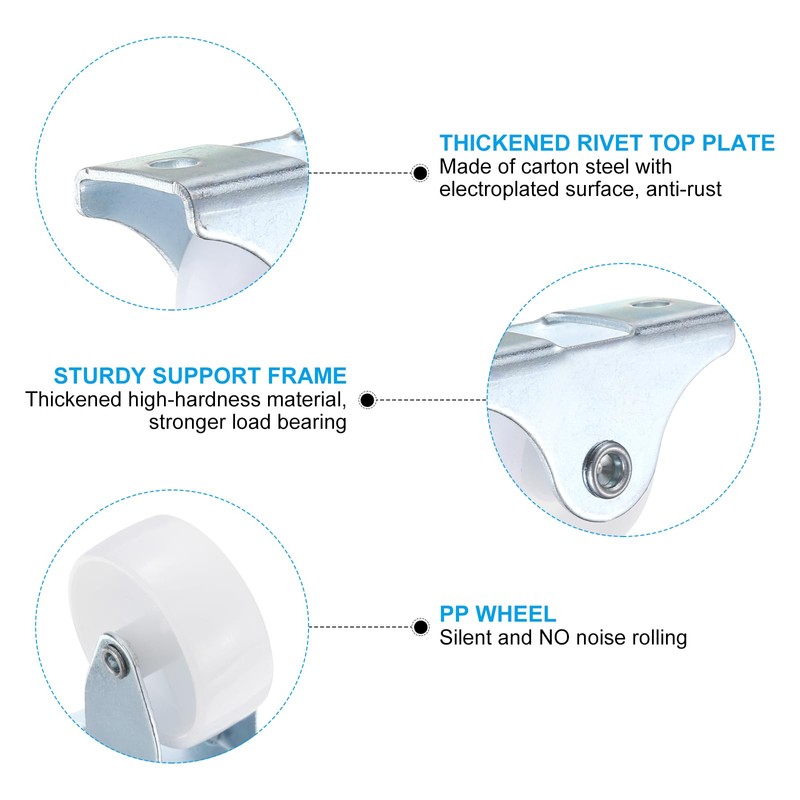 PATIKIL 1" Rigid Caster Wheels, 4 Pack Silent Fixed Plate