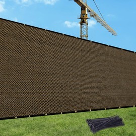 UPGRADE Privacy Screen Fence Customized 5x113 FT Brown Outdoor HDPE Mesh Fabric for Balcony, Deck,Backyard,Patio with Zip Ties DZUG08