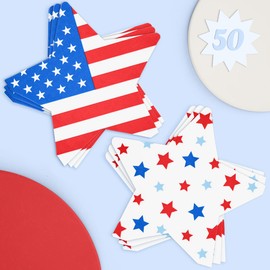 xo, Fetti Fourth of July Star Napkins - 3-ply, 50 pcs | USA Party Favors, American Flag Party Supplies, 4th of July Decorations, Stars and Stripes Decor, Red White and Blue Merica Decor, Olympic Theme