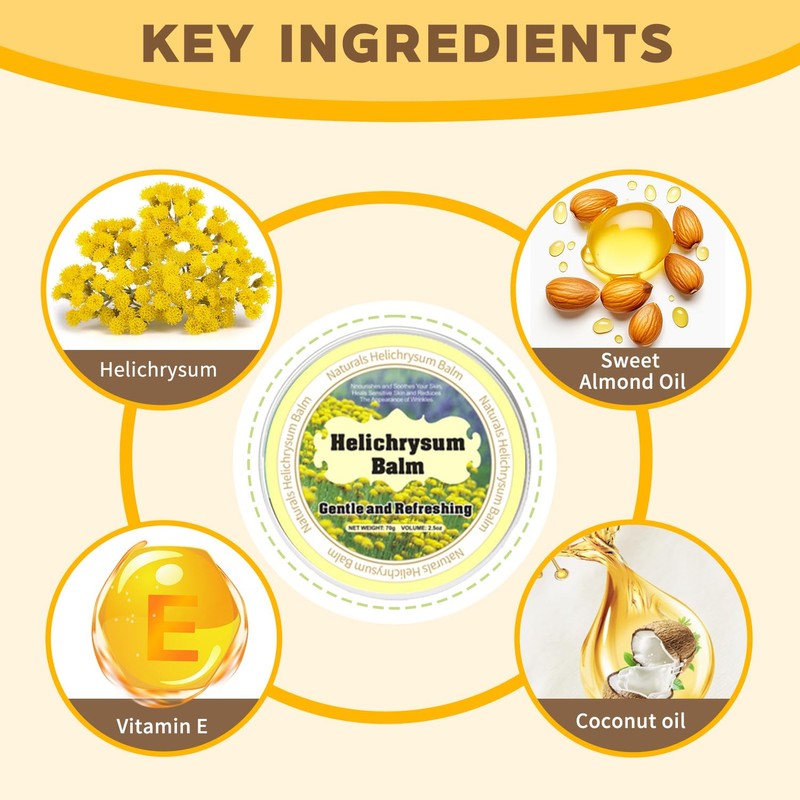 ruifengsheng Helichrysum Balm - 2.5oz, Helichrysum Gymnocephalum, Shea Butter, Beeswax,