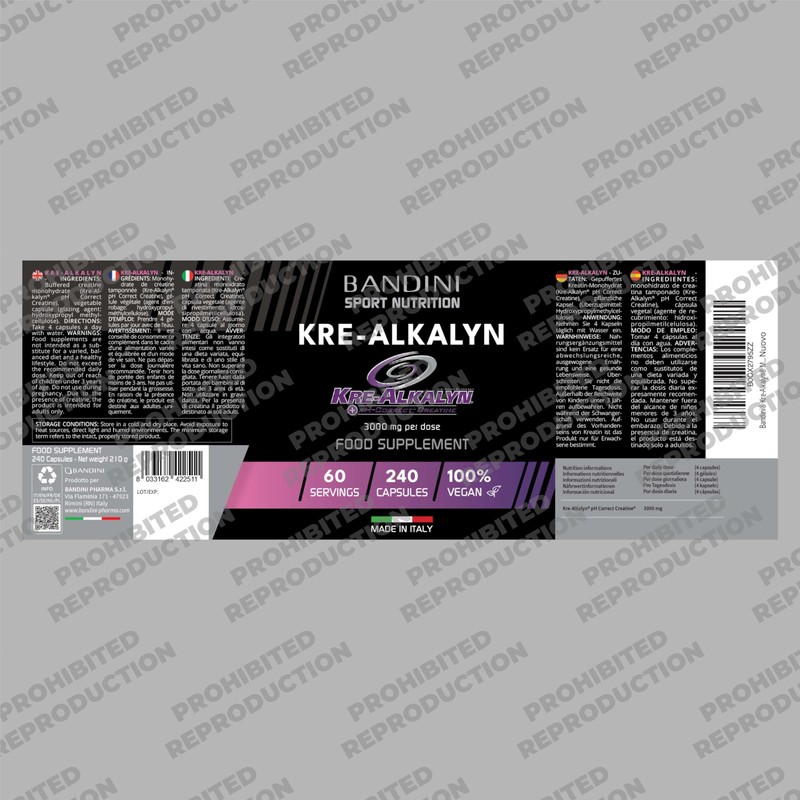 Bandini® Kre-Alkalyn® 240 Capsules (2 Months) - Buffered Alkaline Creatine