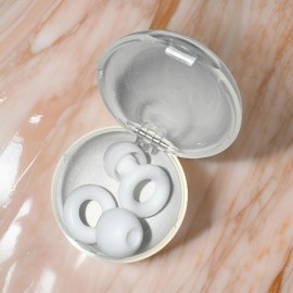 Molliwater New White Circle Round Metallic Ear Plugs With Case Silicone Concert Tips